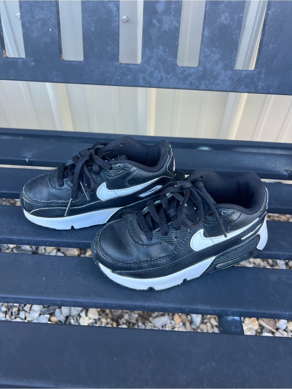 Nike Air Max 90 EasyOn Little Kids' Shoes-Black & White Size 9